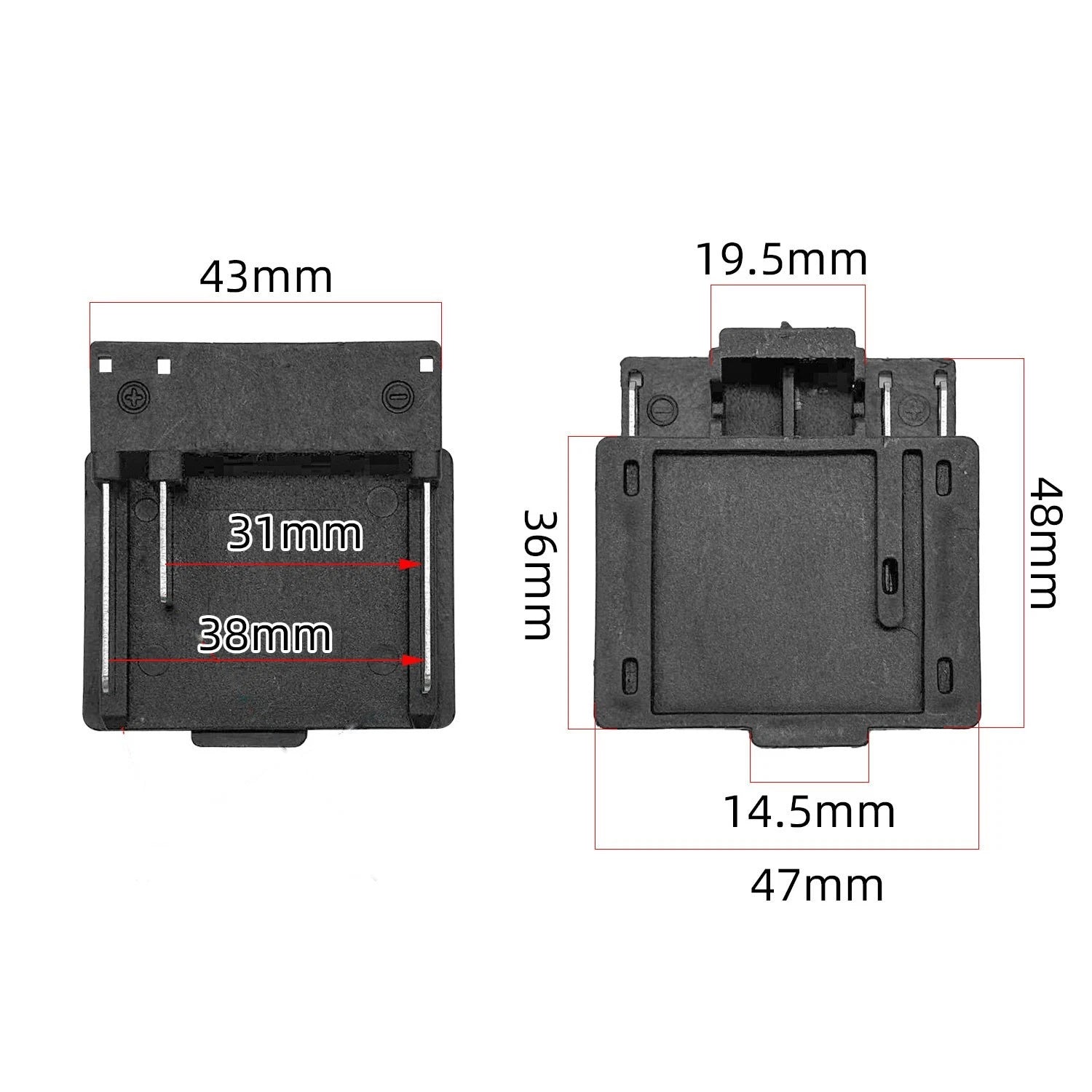 2X Black Battery Connector Terminal Block 3Pin for MKT 18V Power Tools