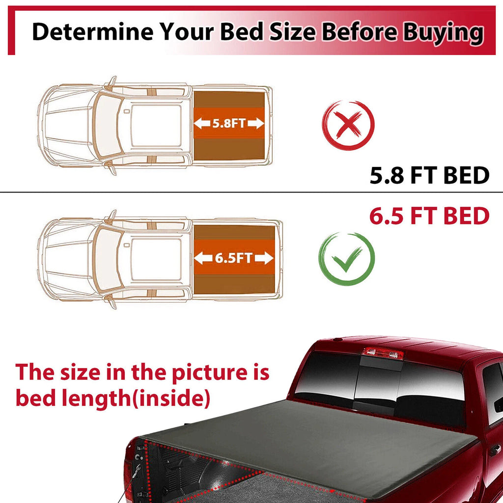 6.5FT Roll-Up Vinyl Tonneau Cover for Silverado Sierra 1500 (2007-2014)
