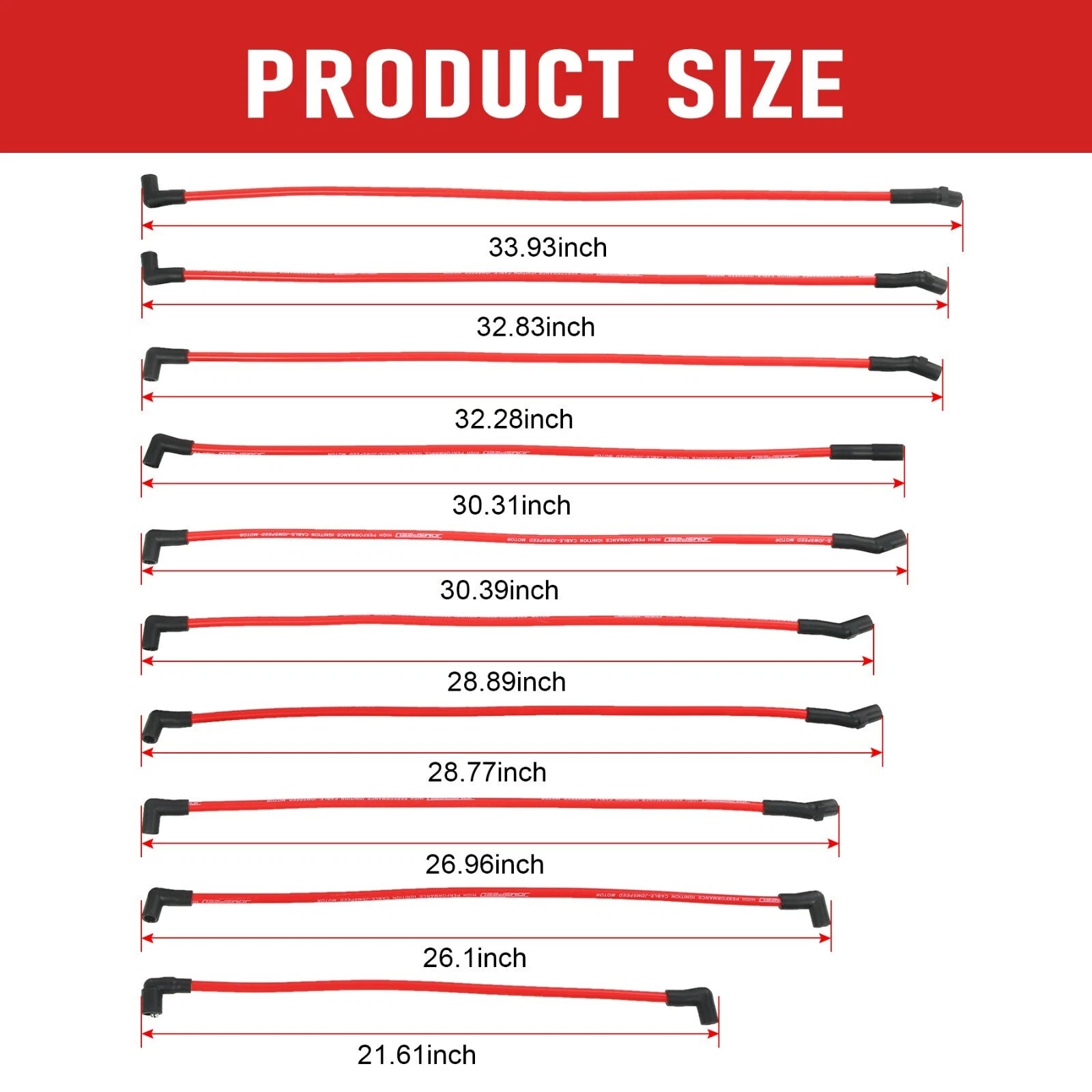 Set of 4 Red 10.2mm Racing Spark Plug Wires for Ford 5.0L 5.8L