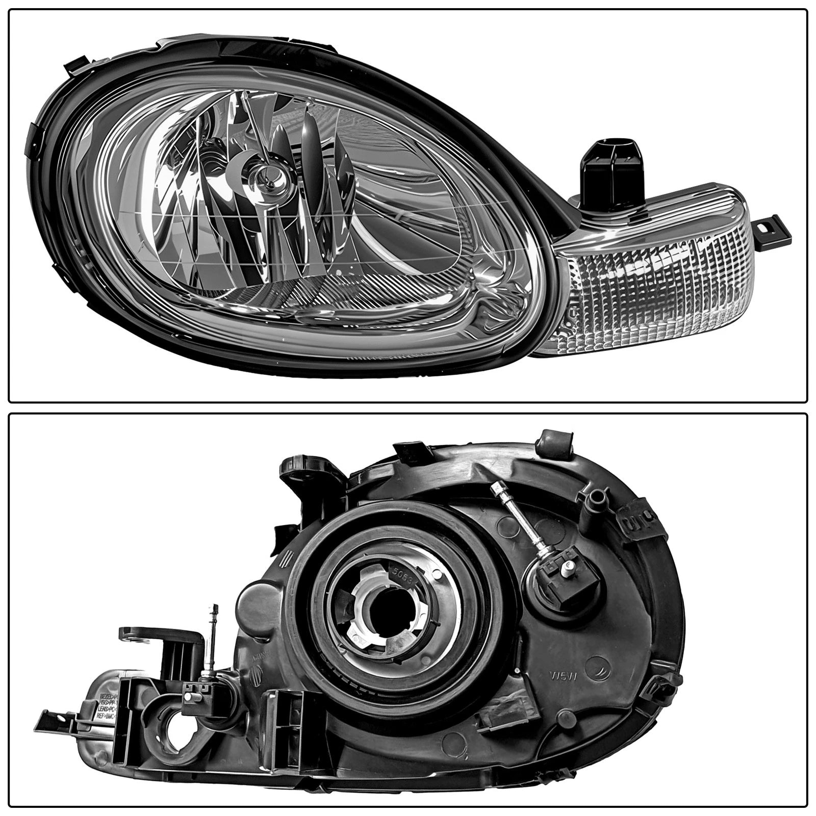 Pair Chrome Headlights for Dodge Chrysler Neon (2000-2002)