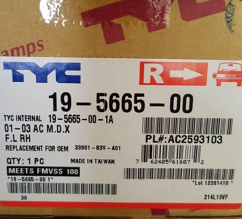 TYC 19-5665-00 RH Passenger Side Light for Acura MDX (2001–2003)