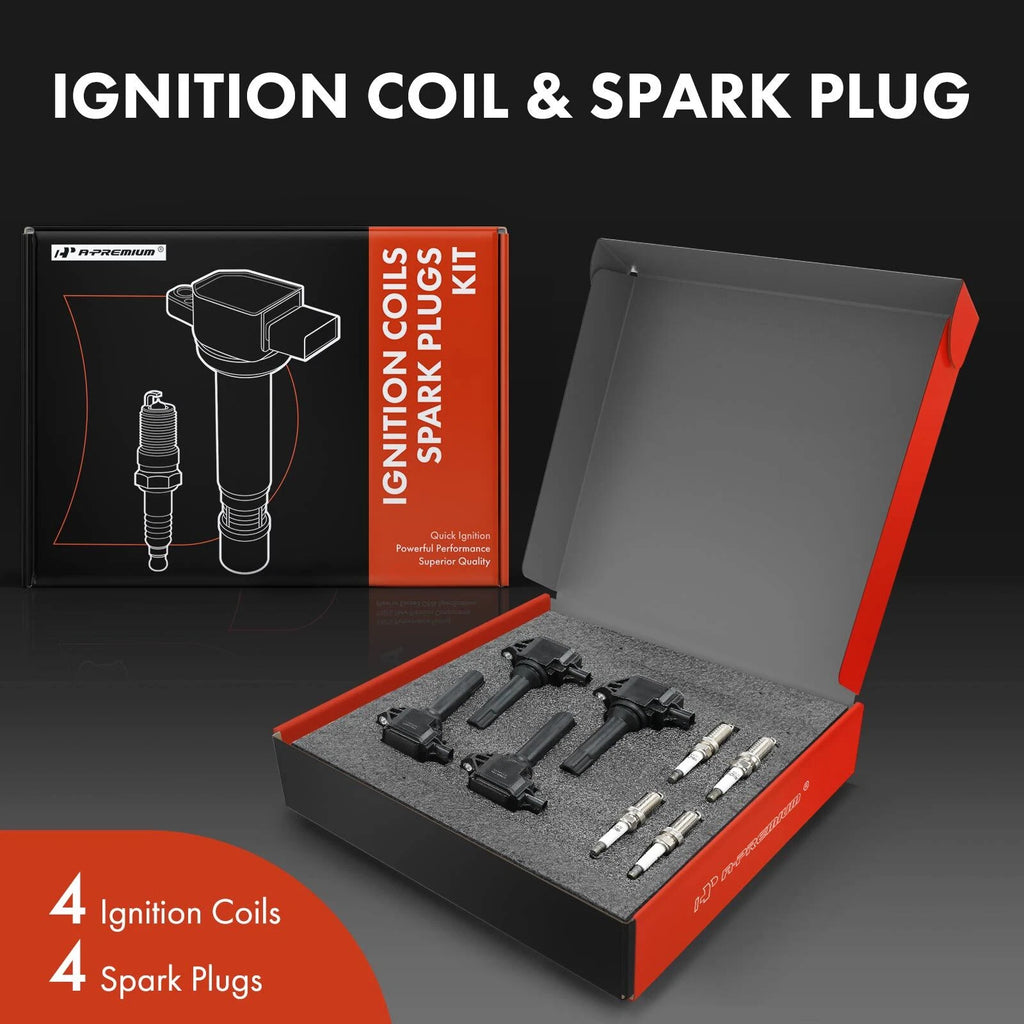 Set of 4 Ignition Coils & 4 Iridium Spark Plugs for Subaru Outback Forester