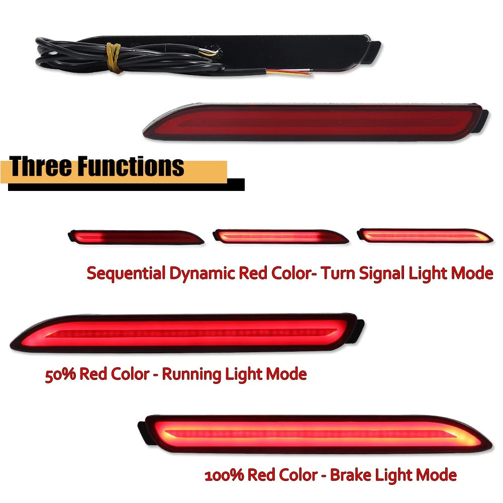 2X 3D Optic Red Lens LED Rear Bumper Reflectors for Toyota
