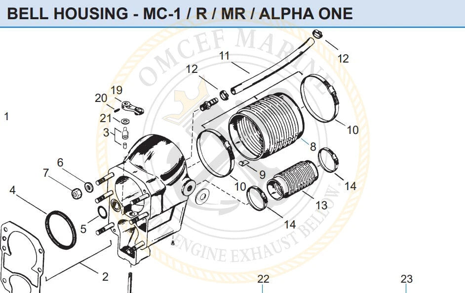Transom Seal Bearing Bellows Kit for MerCruiser Alpha One Gen 1 (30-803097T1)