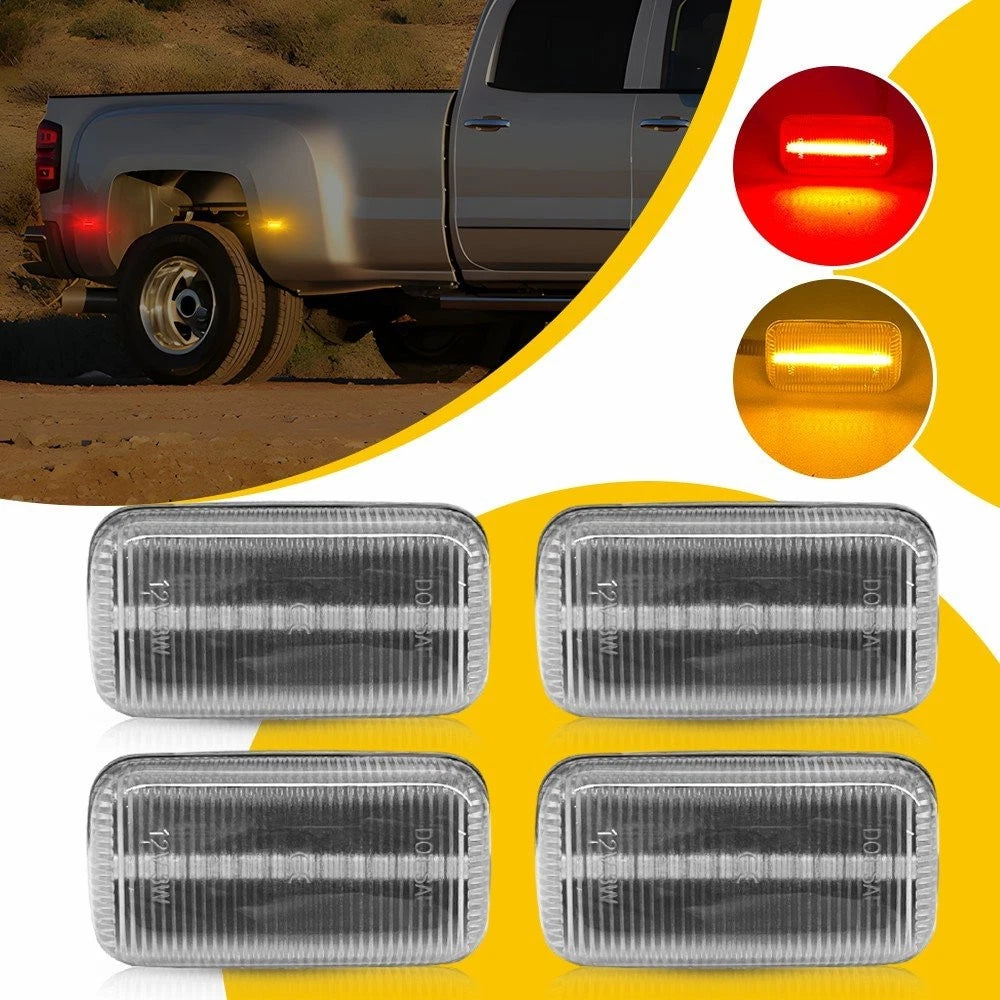 4X LED Side Fender Light Clear for Chevy Silverado GMC Sierra 2500HD 3500HD (2015–2023)