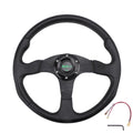 14" Racing Steering Wheel for Universal Fit (6 Bolt, Black)