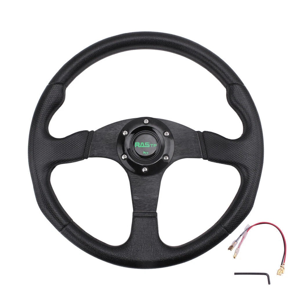 14" Racing Steering Wheel for Universal Fit (6 Bolt, Black)