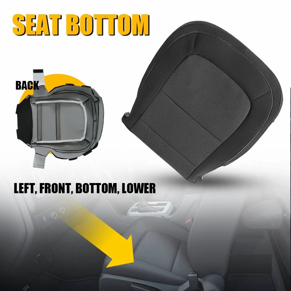 Front LH Bottom Seat Cover for GMC Canyon 2WD (2015–2022) Black Cloth