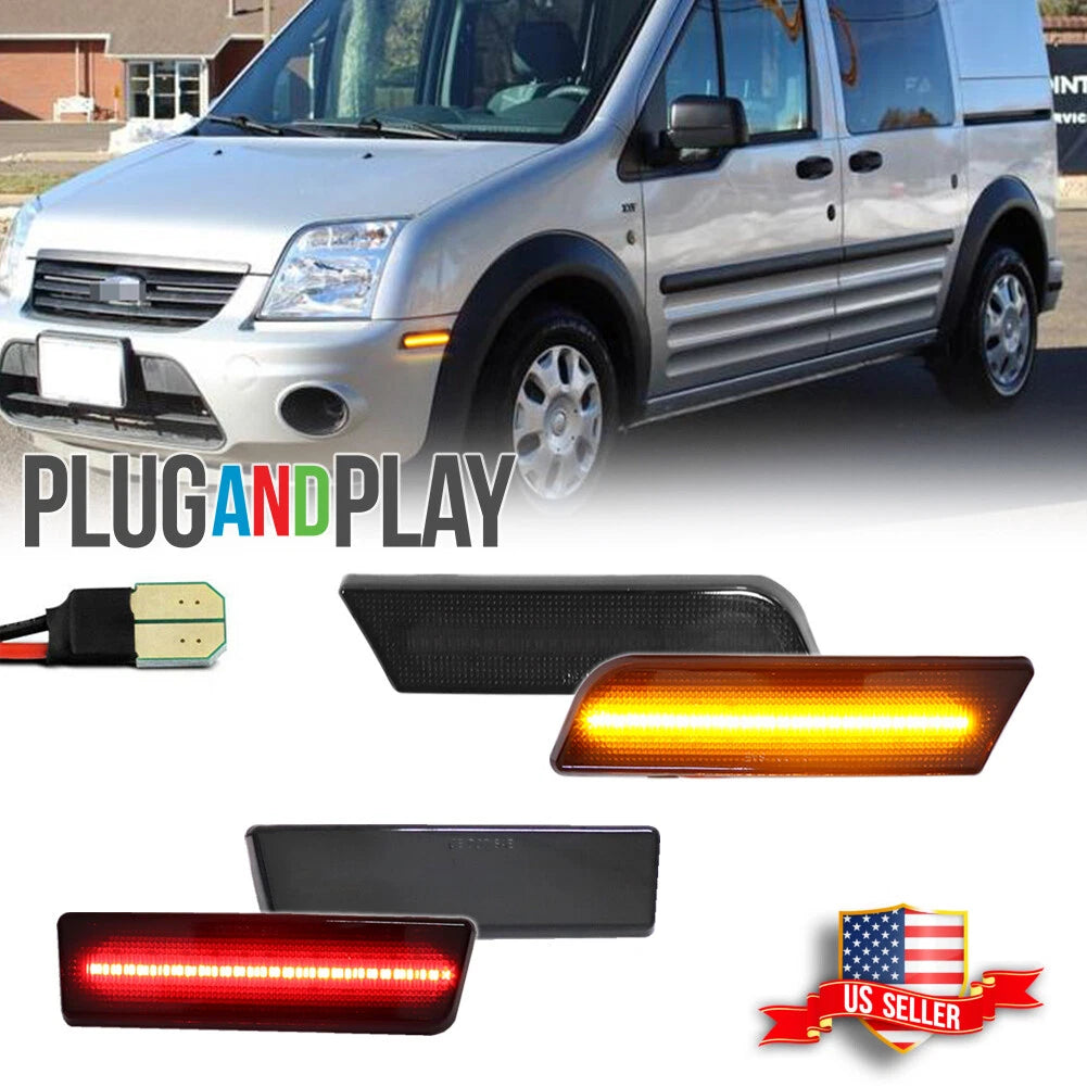 4X Smoke LED Side Marker Lights for Ford Transit Connect (2010–2013)