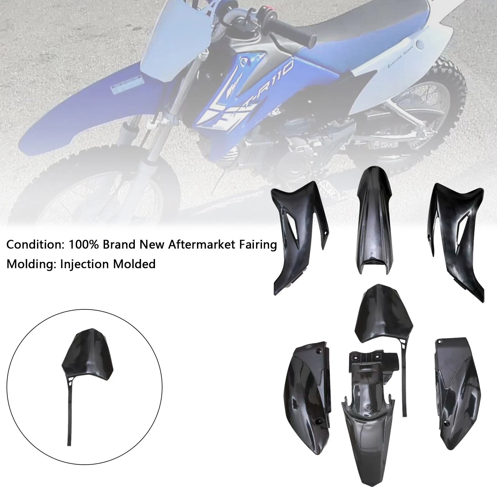 Body Plastic Kit Fender Fairing for Yamaha TTR110 (2008–2022) Black