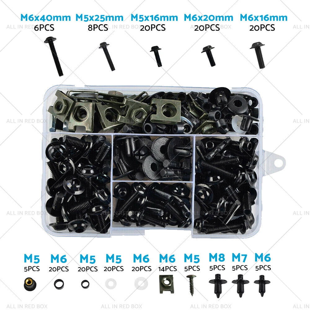 195PCS Fairing Bolt Body Screw for Kawasaki Ducati Honda (Motorcycle)