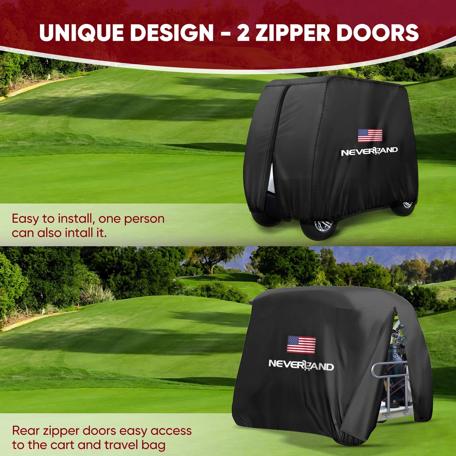 Waterproof Golf Cart Cover for Yamaha EZGO Club Car (4 Passenger)