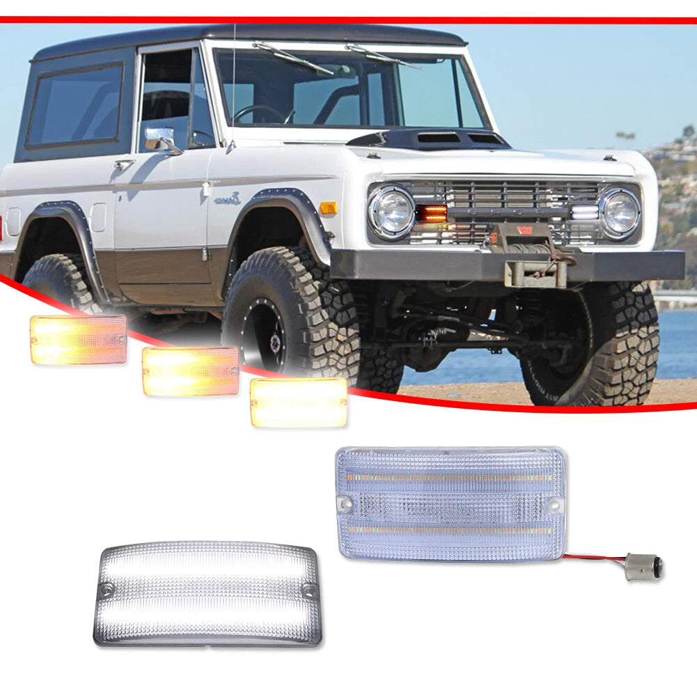 Clear Switchback LED DRL Signal Lights for Ford Bronco (1969–1977)