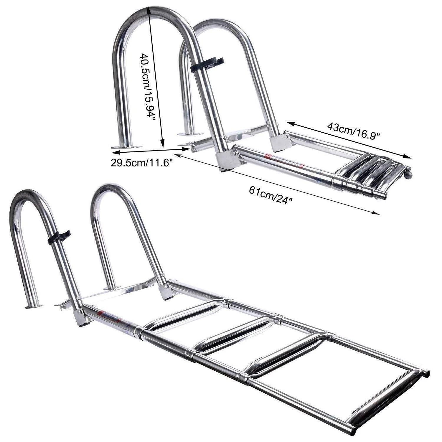 4 Step Telescoping Stainless Steel Boat Ladder for Marine Dock Yacht