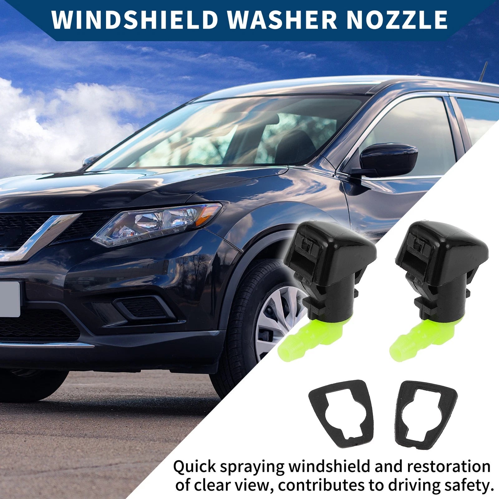 2X Front Windshield Washer Nozzles for Ford F-450 Super Duty (2011–2016) 641832534051