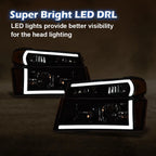 Black LED Tube Headlights for Chevy Colorado | Canyon (2004–2012)