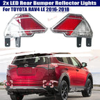 2X LED Rear Bumper Reflector Light Stop Lamp for Toyota RAV4 (2016–2018)