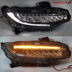 RH LED Headlight for Honda Civic (2016–2021) Clear Lens Chrome