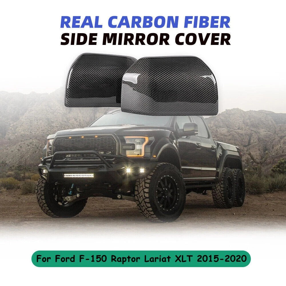 Carbon Fiber Rearview Mirror Cover Caps for Ford F150 (2015–2020)