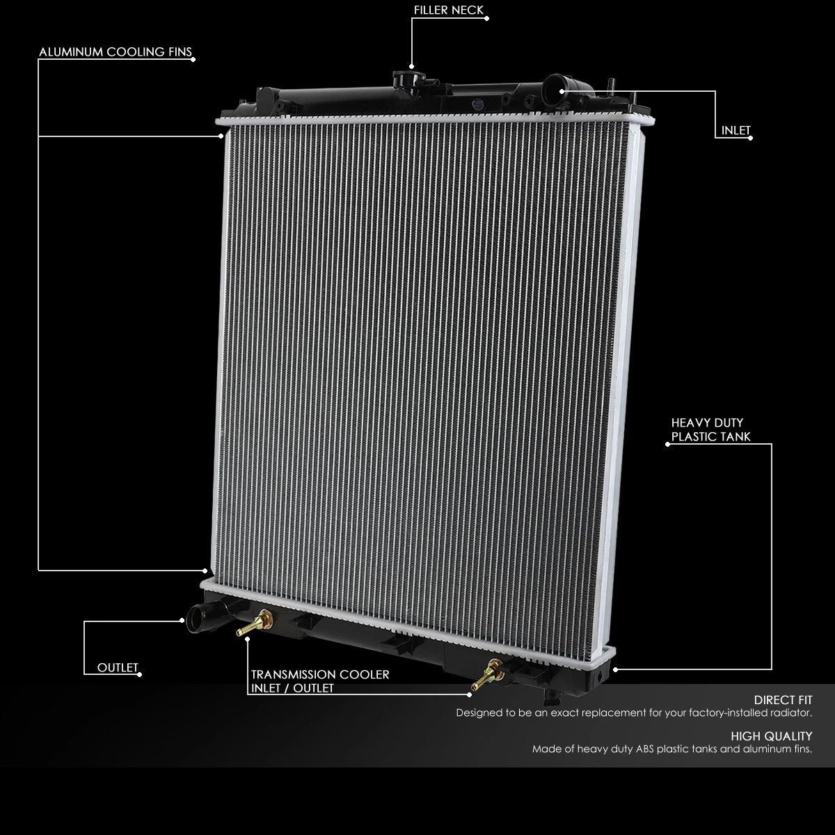 Full Aluminum Core Cooling Radiator for Nissan Frontier/Xterra (2005–2018) DPI 2807