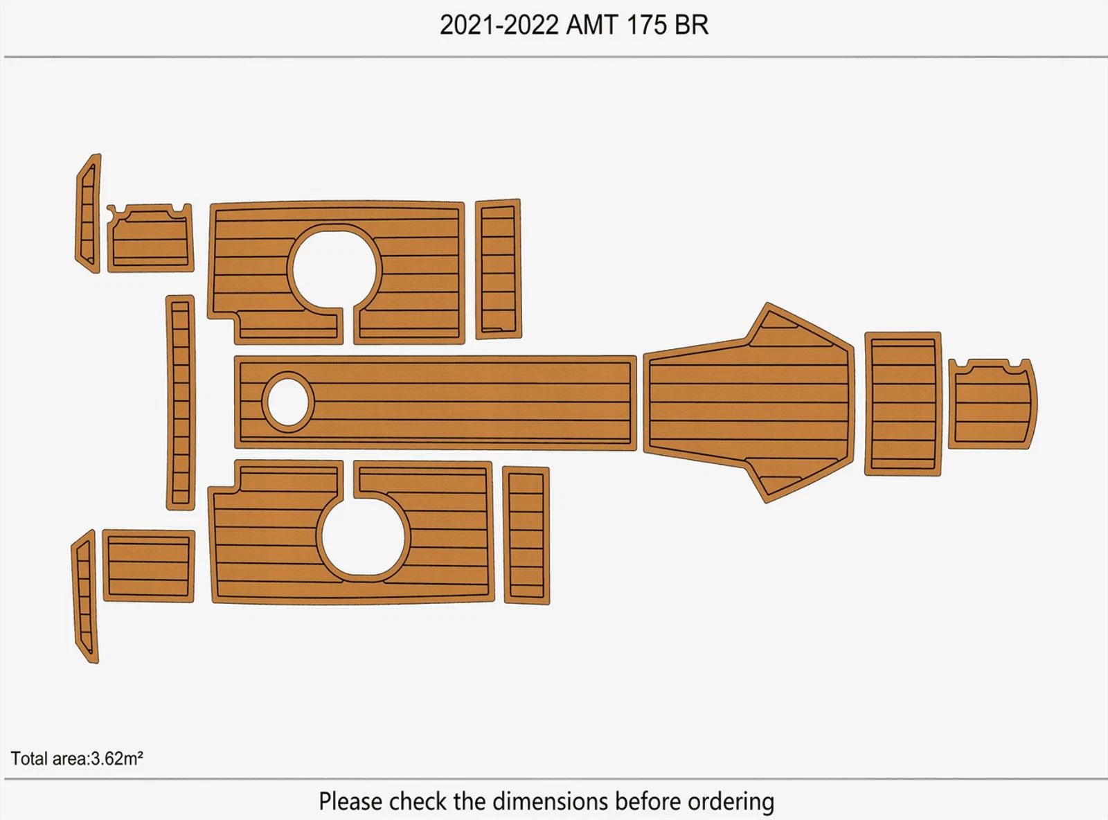 EVA Pad Faux Teak Flooring Mat for AMT 175 BR Boat (2022)