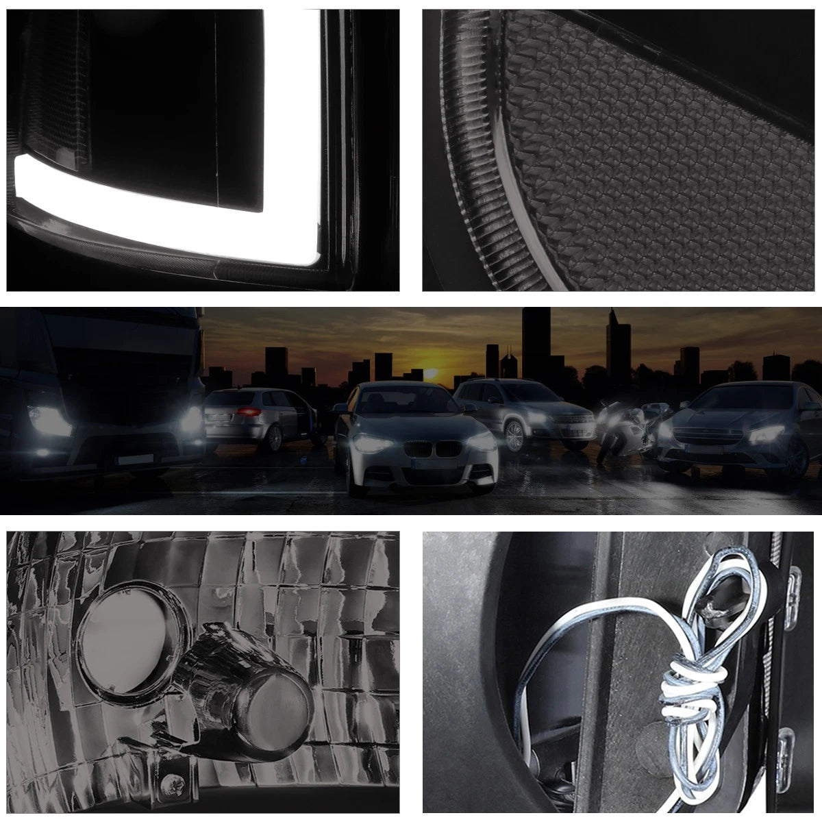 Dual L-Bar LED DRL Headlight for Dodge Ram (1994–2002) - Smoked Housing