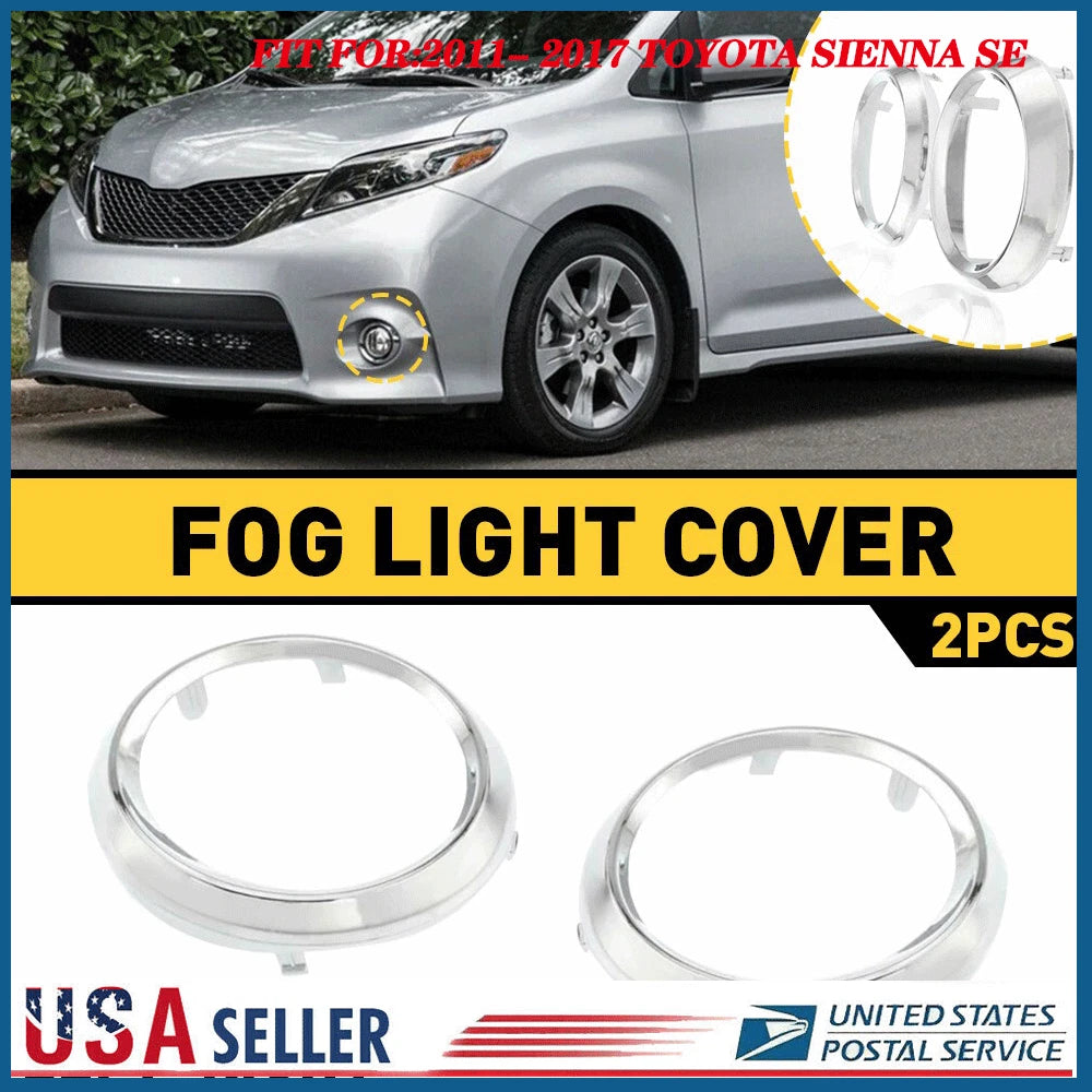 Set of 2 Fog Light Lamp Bezel Covers for Toyota Sienna (2011–2017)