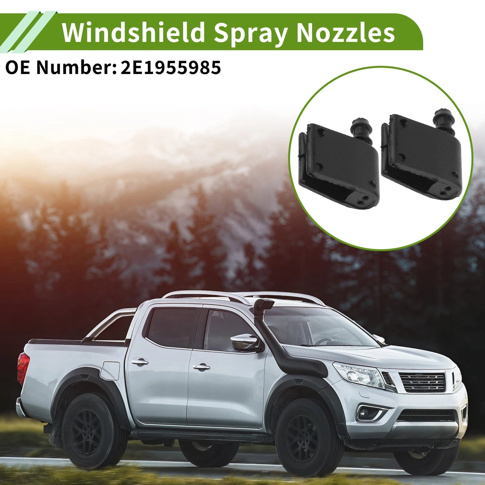Windshield Washer Nozzle Set with Hose Connector for Mercedes-Benz (No. 2E1955985)