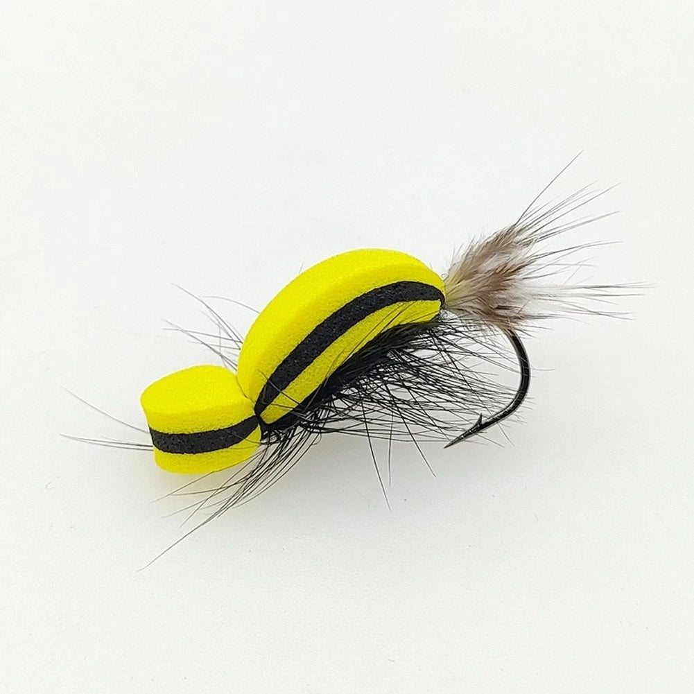 Fishing Lure Set of 6 Hand Tied Foam Flies with High-Carbon Steel Hooks