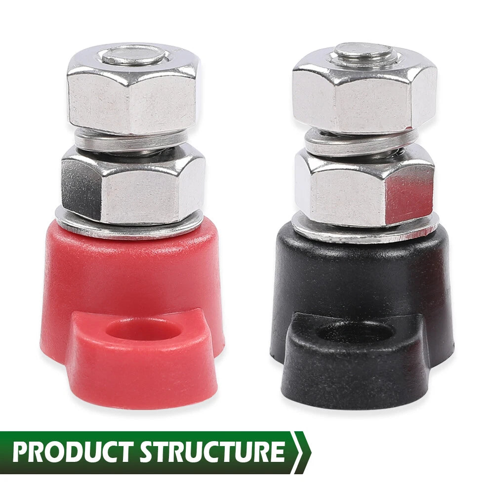 Set of 2 Junction Block Power Post Insulated Terminal Studs 3/8"