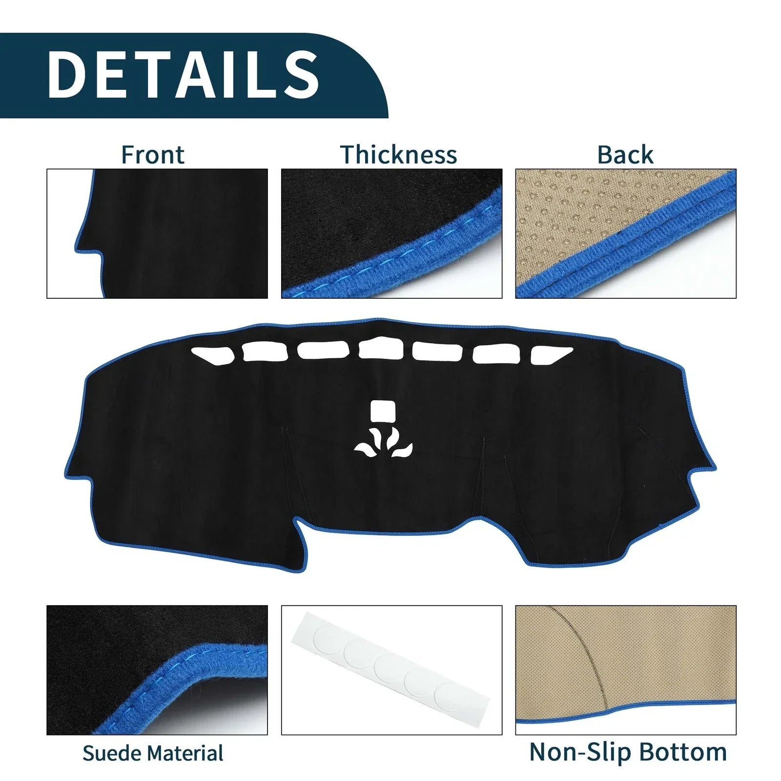 Dashboard Cover Mat for Honda CR-V 2017-2022 Sun Protector Pad Black Blue