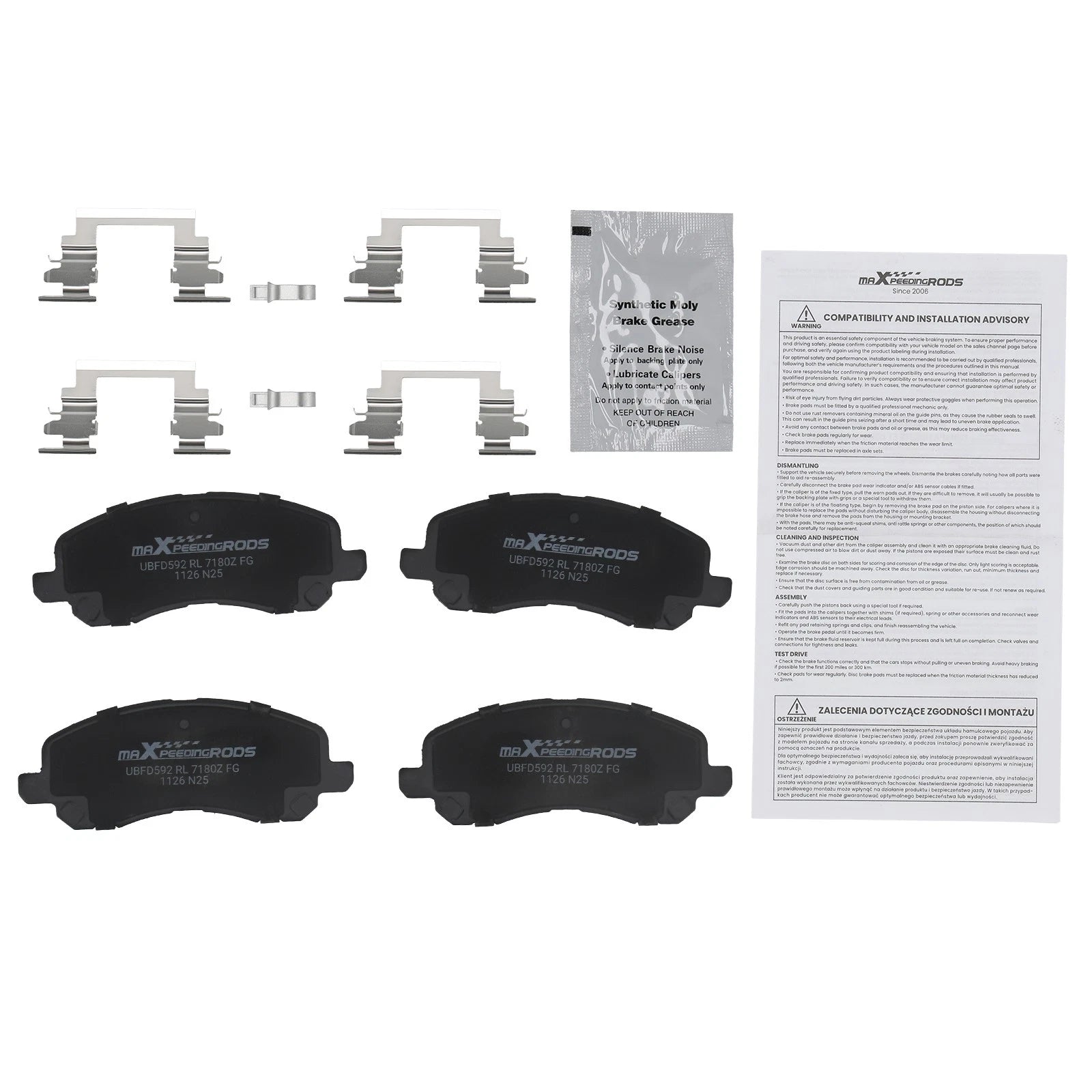 Front Ceramic Brake Pads Set for Dodge Avenger Caliber Stratus Jeep Compass (2007–2018)
