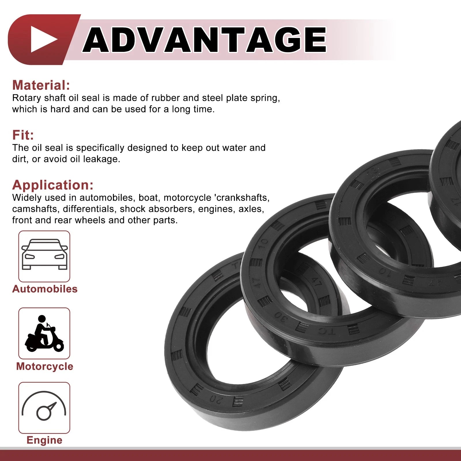 Set of 5 Rotary Shaft Oil Seals 30x47x10mm Nitrile Rubber 672668828519