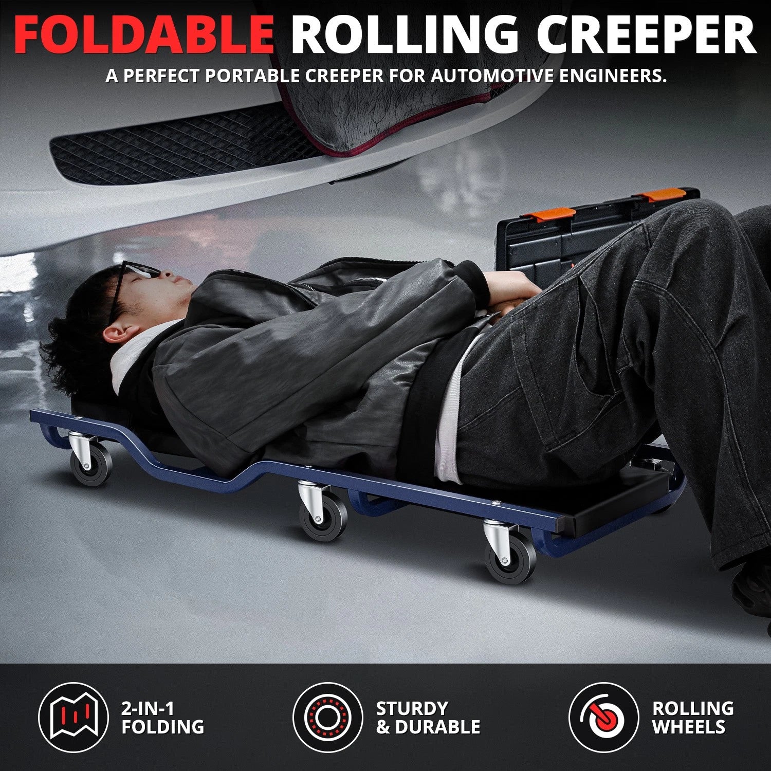 Roller Mechanic Garage Shop Creeper for Universal Use (38"L x 17"W x 4.33"H)