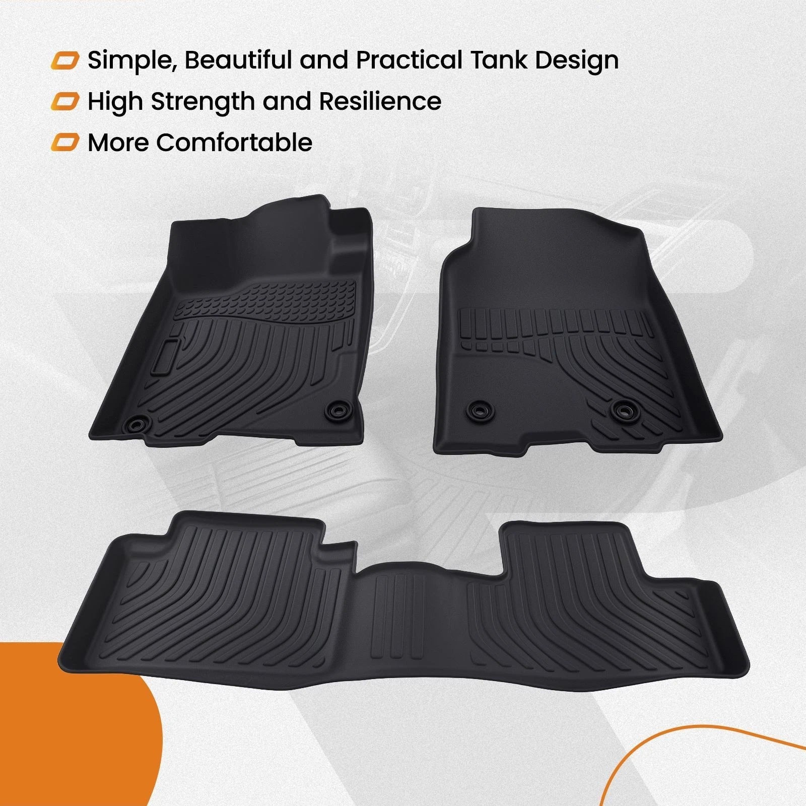 Set of 4 Black Waterproof Floor Mats for Acura RDX (2013–2018)