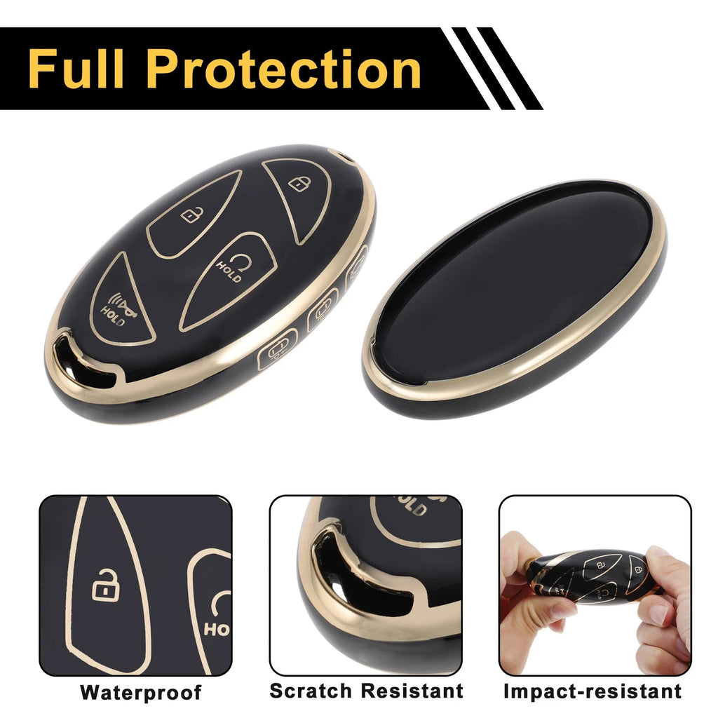 Black Gold Tone Key Case for Hyundai Tucson NX4 Kona SX2 EV Ioniq-7