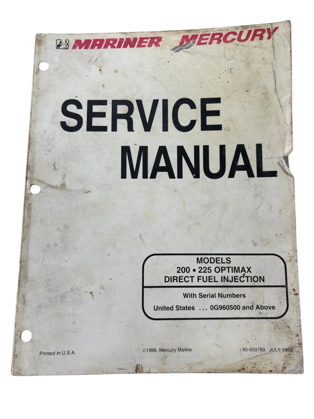 Direct Fuel Injection Service Manual for Mercury 200/225 Optimax (1999)
