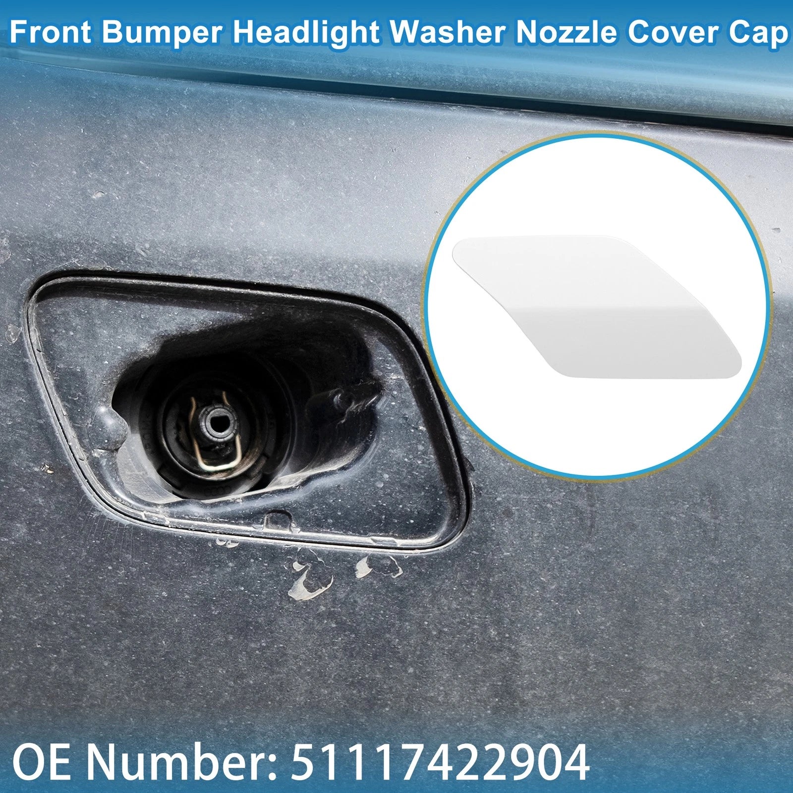 Front Right Washer Nozzle Cover Cap No. 51117422904 for BMW X6 (2015–2019) White