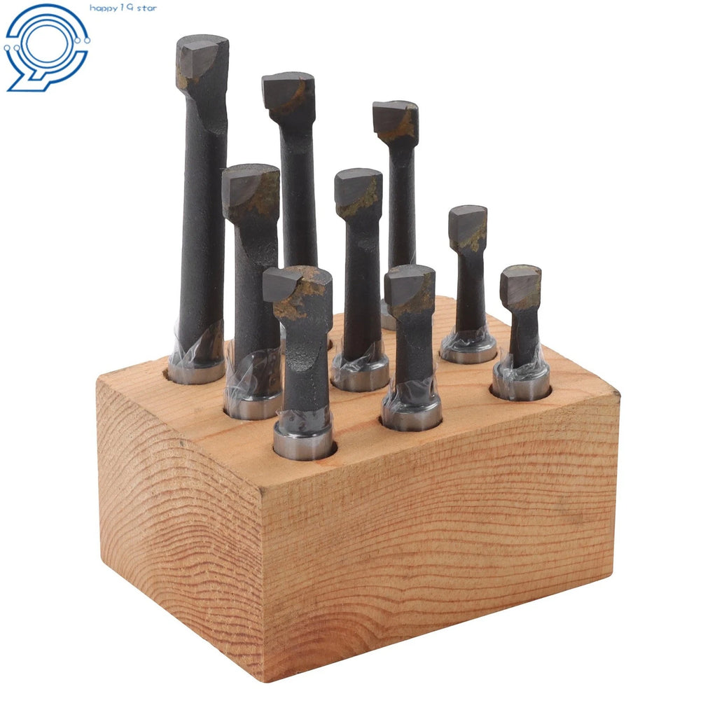 Set of 9 Carbide Tipped Boring Bars for CNC Lathe (3/8" Shank)