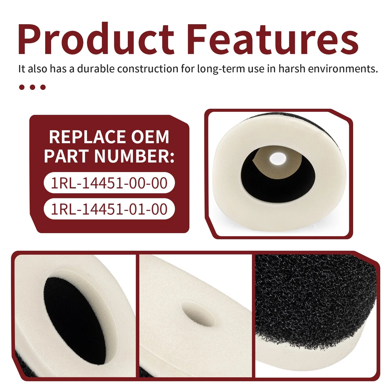 Air Filter Element for Yamaha BW200 Big Wheel 200 (1986–1988) 1RL-14451-00-00