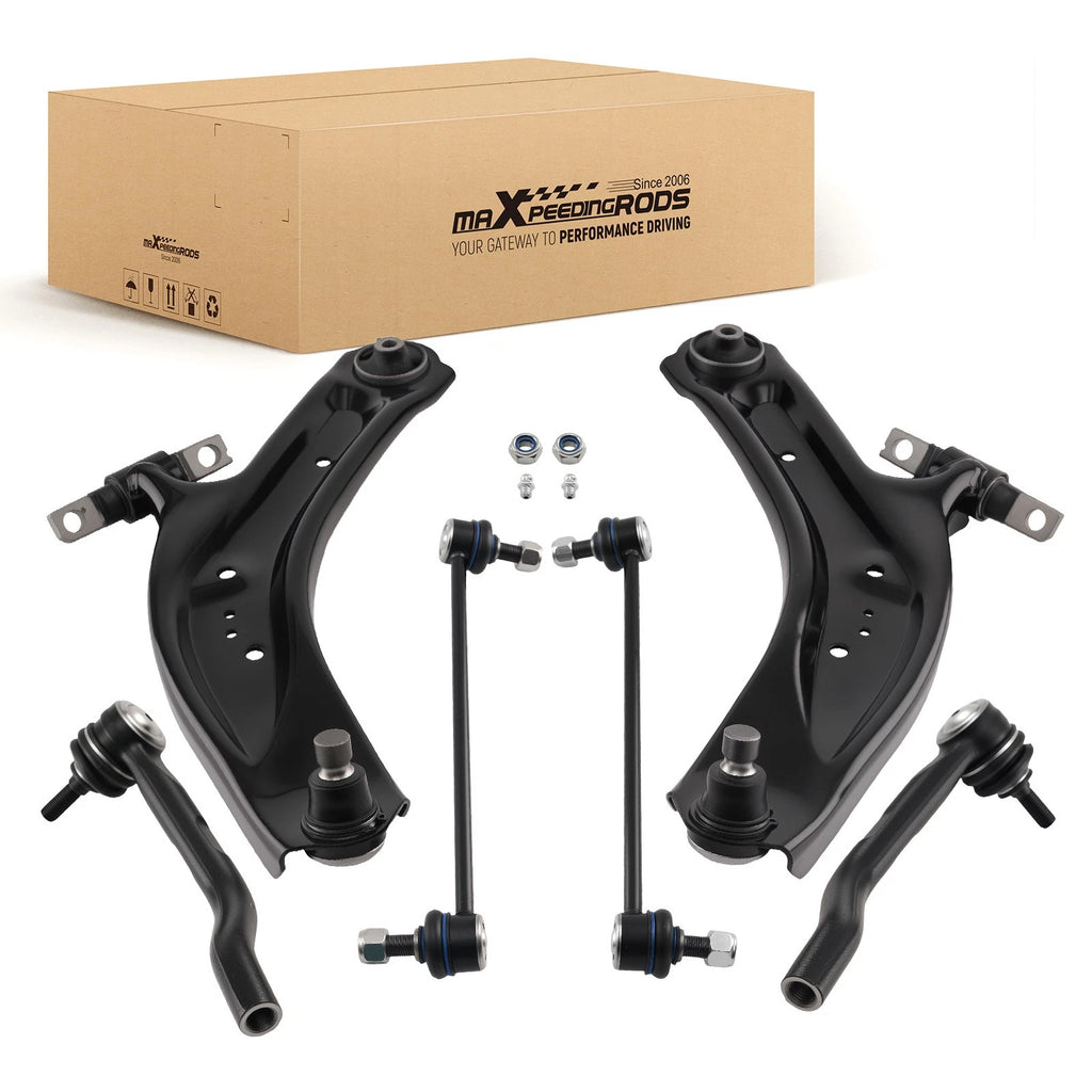 6PCS Front Lower Control Arm Set w/Tie Rod End for Nissan Rogue (2014–2021)