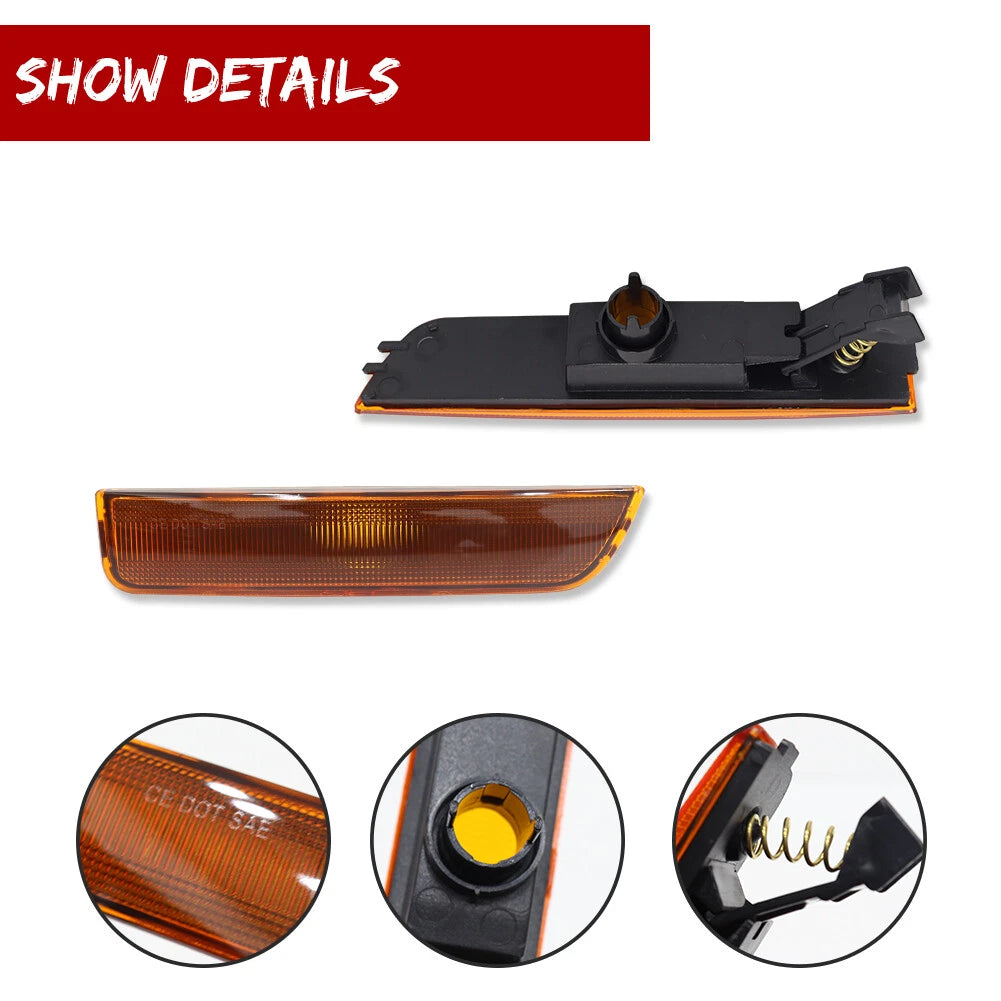 2X Amber Lens Front Bumper Side Marker Lights for VW Passat (2001–2005)