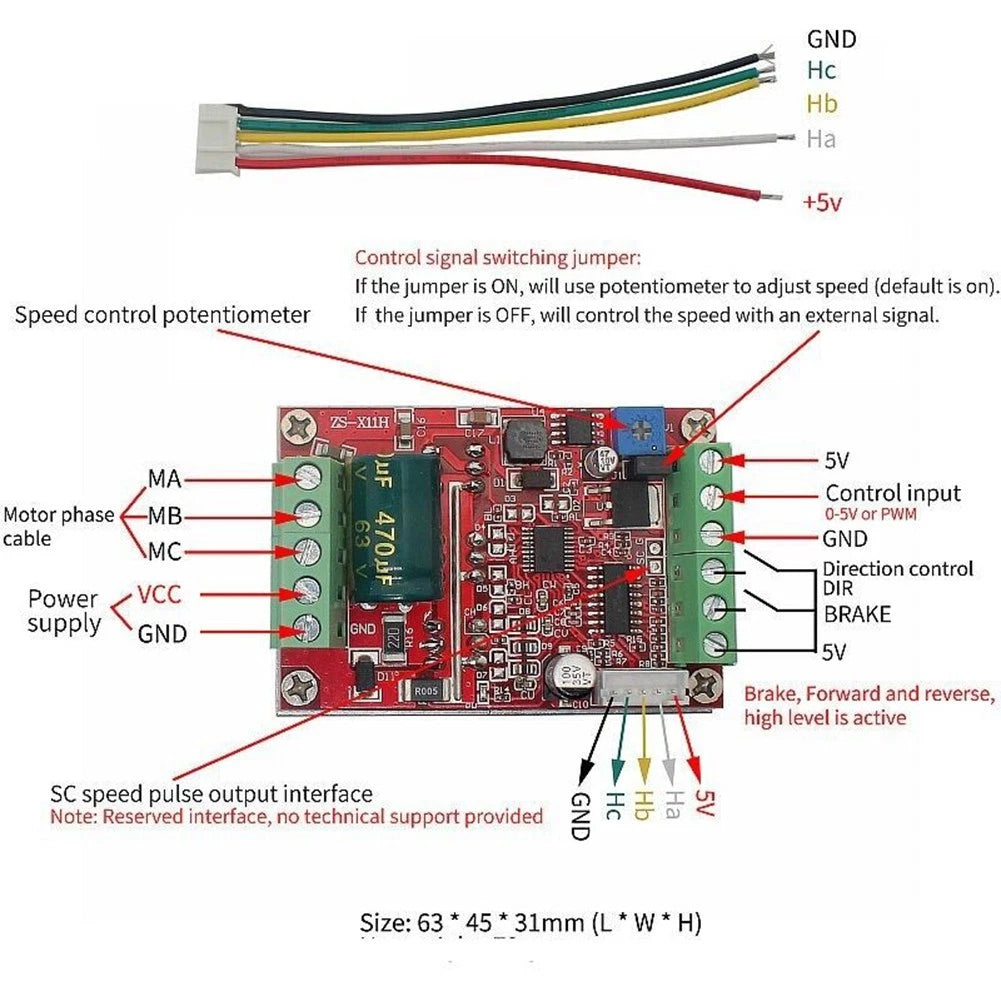 Driver Board for DC 122448VBLDC 660V 400W 3 Phase Brushless Motor