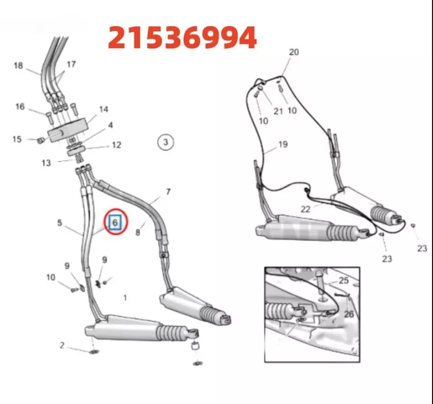 Hydraulic Hose for Volvo Penta DPH DPR Engines (Replaces 24299618 21536994)