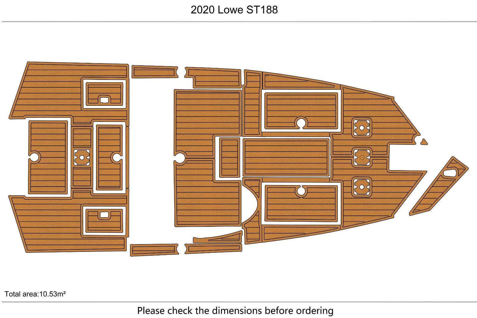 EVA Pads for Lowe ST 188 (2020) - Cockpit Swim Platform Teak Deck Mat
