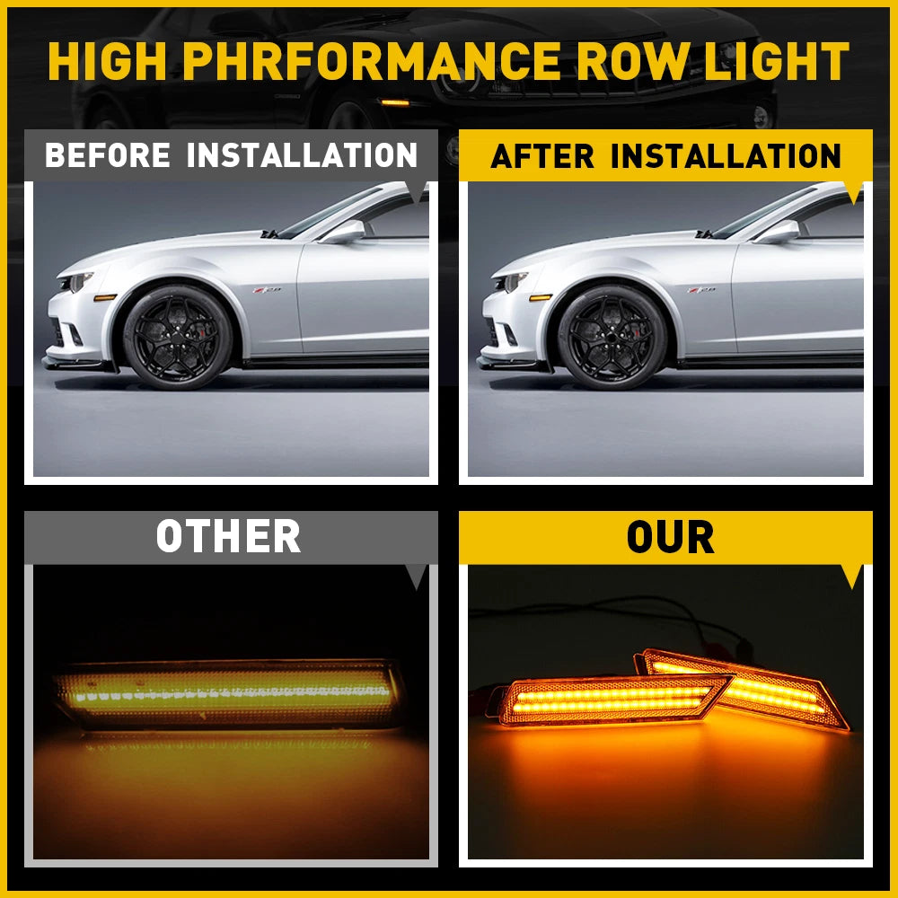 LED Side Marker Lights for Chevy Camaro (2010–2015) Smoked Amber