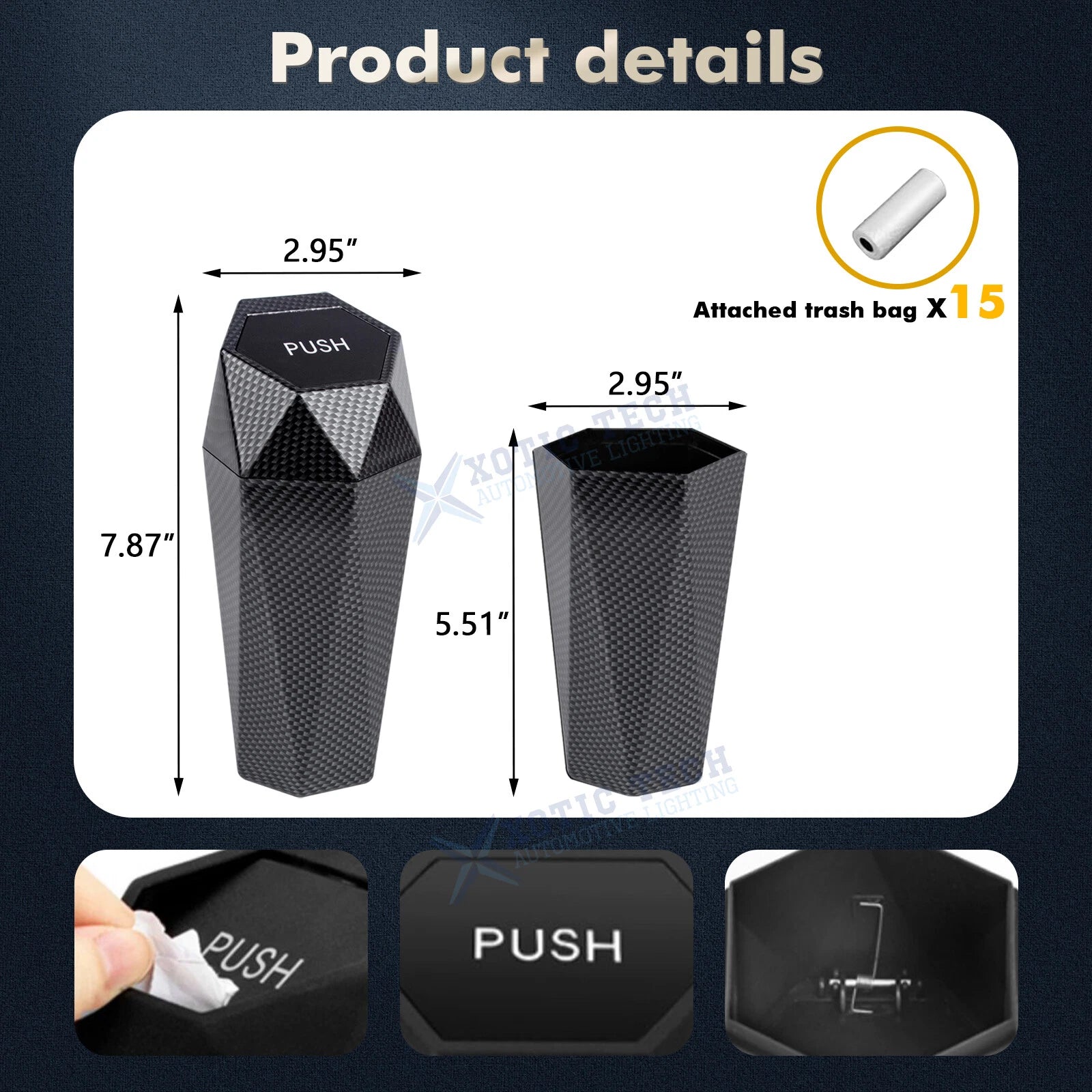 Leak-Proof Mini Trash Can Waste Container with Lid for Vehicle (---)