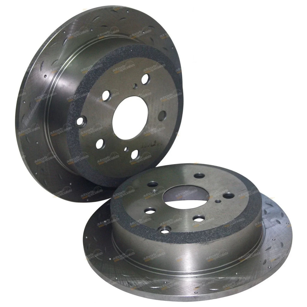 Rear Drilled + Slotted Disc Brake Rotors for Toyota Aurion GSV40 (2006–2012)