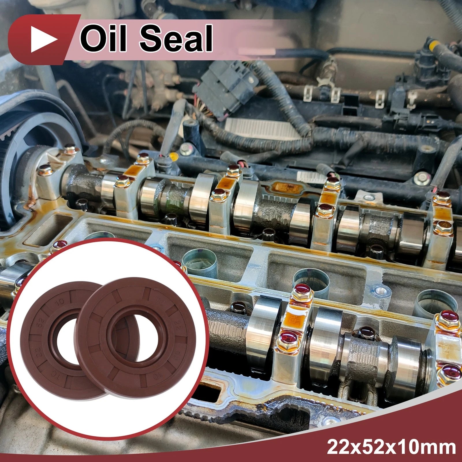 2X Oil Seal Rotary Shaft Seal for Various Models (22x52x10mm)