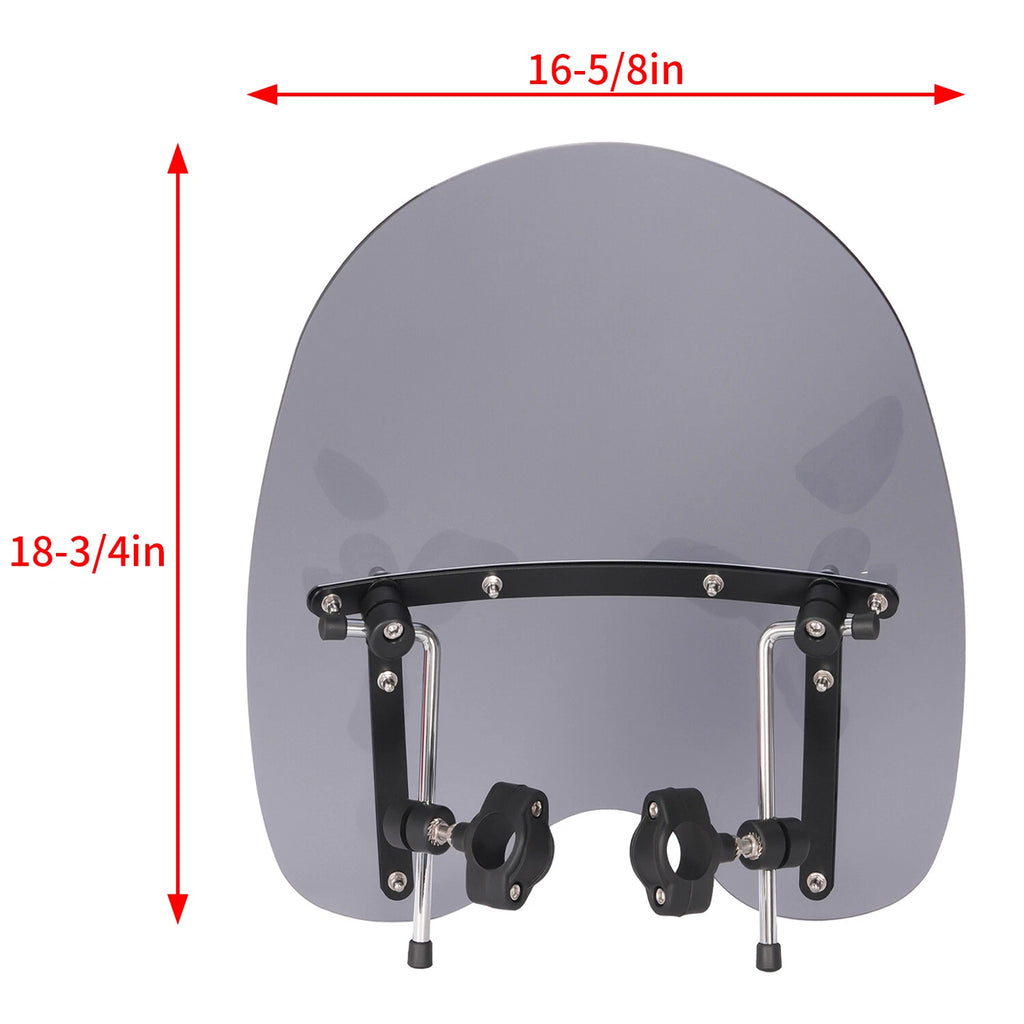 19"x17" Smoke Windshield for Harley Honda Suzuki Yamaha Virago XV 750 (1981–2007)